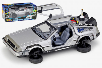 DeLorean DMC12 'Back to Future II Fly version' (Делореан), изменяются колеса, серебристый (1/24)
