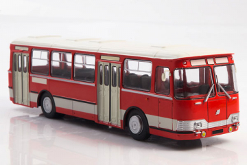 Автобус ЛиАЗ-677Э городской, вишневый/белый (1/43)
