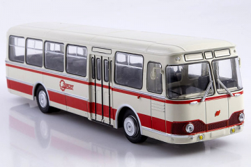 Автобус ЛиАЗ-677В Турист, белый/красный (1/43)