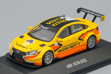 Lada Vesta WTCC Ралли №2, желтый/оранжевый. На подиуме (1/43)
