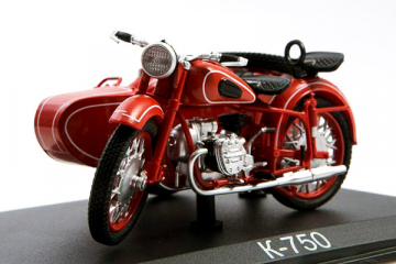 Мотоцикл К-750 'Днепр' с коляской, красный (1/24)