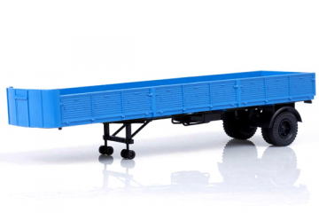 Полуприцеп МАЗ-93801/2 бортовой односный без тента, синий (1/43)