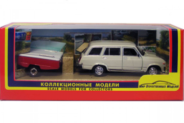 ВАЗ-2104 с прицепом 'Скиф-М', белый (1/43)