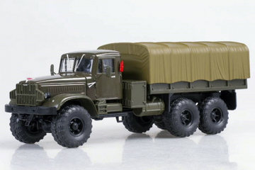 КрАЗ-255Б1 бортовой с тентом 1967, хаки (1/43)