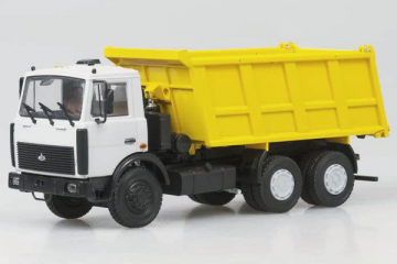 МАЗ-5516 самосвал поздний 1994, серый/желтый (1/43)