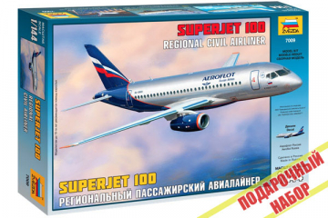 Самолет Суперджет 100. Подарочный (1/144)