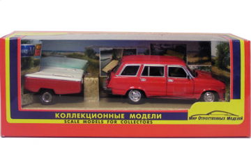 ВАЗ-2104 с прицепом 'Скиф-М', красный (1/43)
