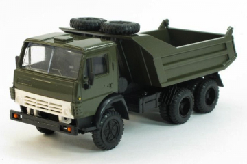 Камский 55111-01 самосвал с задним бортом, двумя запасками, хаки (1/43)