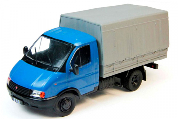 Горький-3302 бортовой с тентом, синий/серый (1/43)
