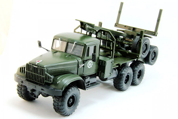 КрАЗ-255Л лесовоз с роспуском 1969, хаки (1/43)