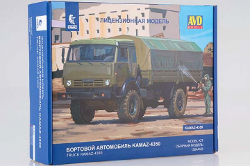 Автомобиль Камский 4350 'Мустанг' бортовой с тентом 4х4 (1/43)
