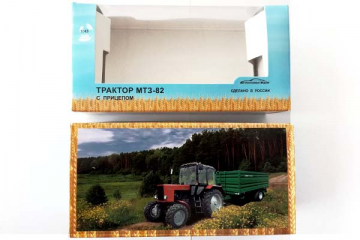 Коробка 'Трактор МТЗ-82 с прицепом' 180х90х60 мм. Сделано в России (1/43)